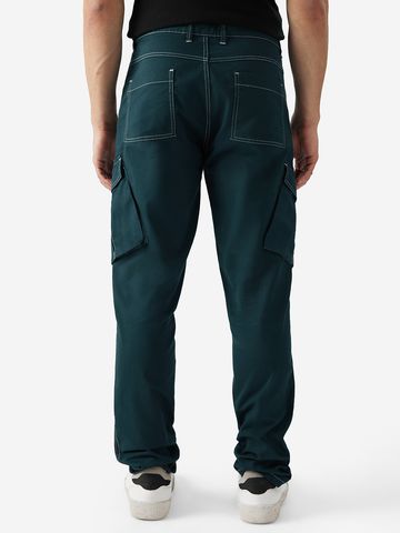 Buy Solids: Indigo Blue Men Cargo Pants Online F56