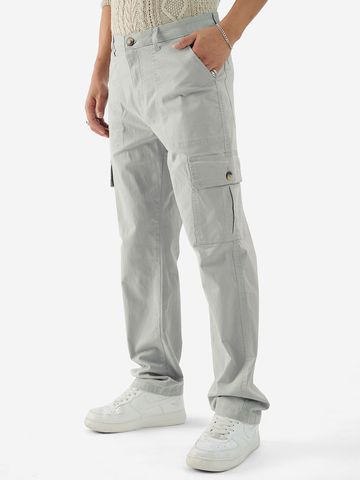 Buy Solids: Storm Grey Men Cargo Pants Online F56