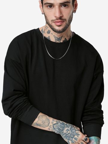 Buy Solids: Black (Oversized) Full Sleeve T-Shirt Online OS23
