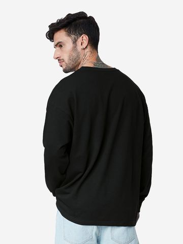 Buy Solids: Black (Oversized) Full Sleeve T-Shirt Online OS23