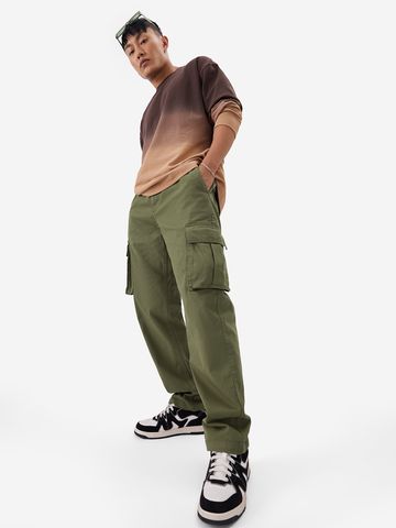 Buy Solids: Moss Green Men Cargo Joggers Online F56