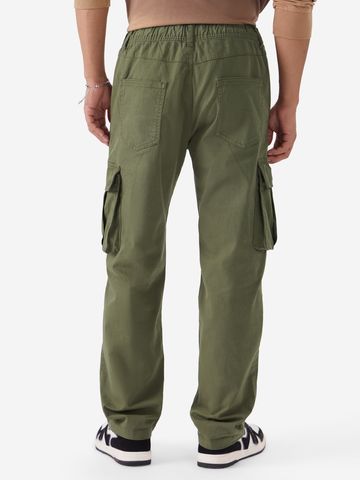 Buy Solids: Moss Green Men Cargo Joggers Online F56