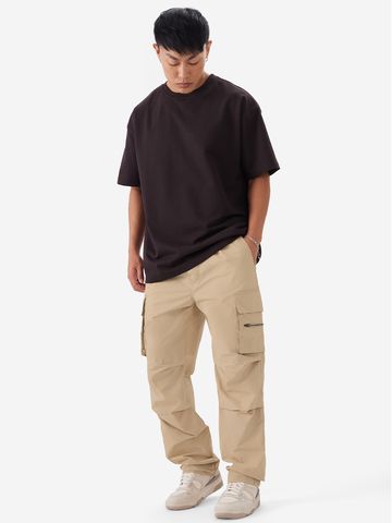 Buy Solids: Creamy Beige Men Parachute Pants Online F56