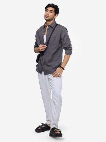 Buy Solids Dark Grey Men's Shirt Online C76
