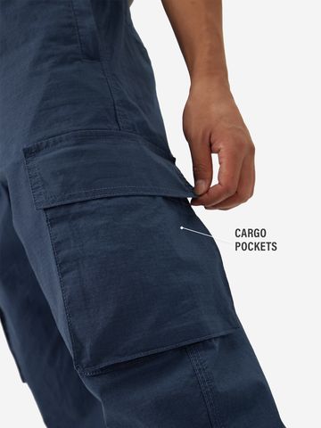 Buy Solids: Navy Blue Men Cargo Joggers Online F56