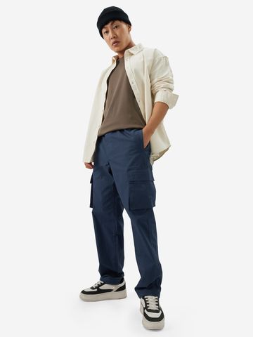 Buy Solids: Navy Blue Men Cargo Joggers Online F56