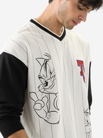 Buy Tom & Jerry: Stripped Oversized Full Sleeve T-Shirt Online OS23