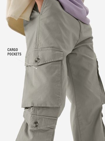 Buy Solids: Dark Grey Men Cargo Pants Online F56