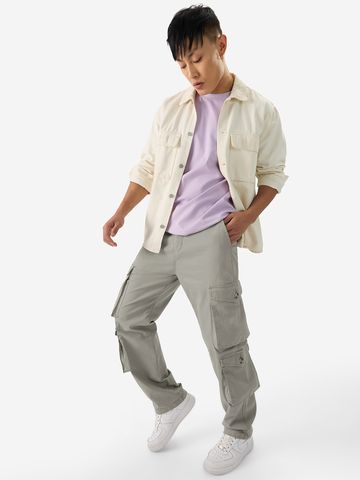Buy Solids: Dark Grey Men Cargo Pants Online F56