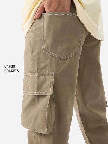 Buy Solids: Khaki Mens Cargo Pants Online F56