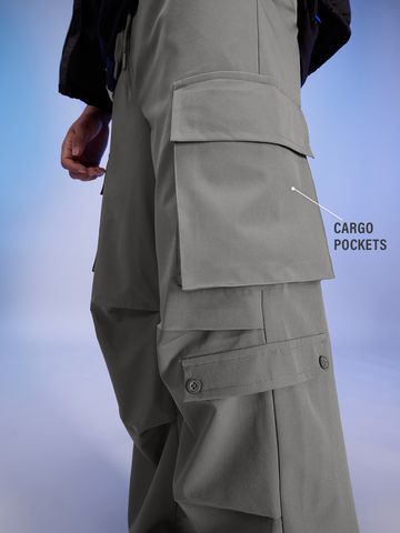 Buy Solids Charcoal Grey Men Parachute Pants Online F56