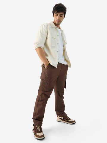Buy Solids: Mocha Brown Men Parachute Pants Online F56