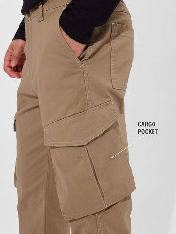 Buy Solids: Dark Beige Men Cargo Pants Online F56