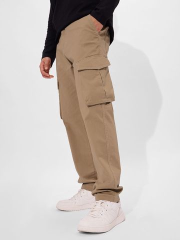 Buy Solids: Dark Beige Men Cargo Pants Online F56
