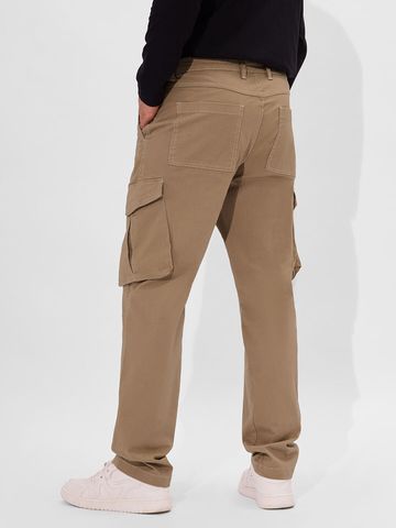 Buy Solids: Dark Beige Men Cargo Pants Online F56