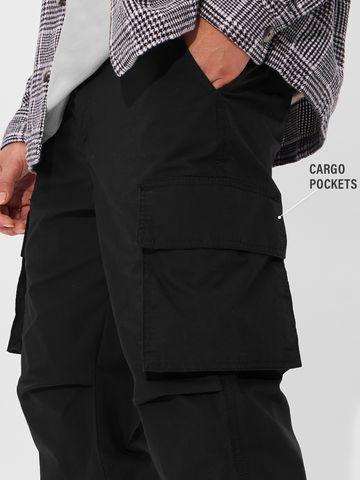 Buy Solids: Ink Black Men Cargo Pants Online F56