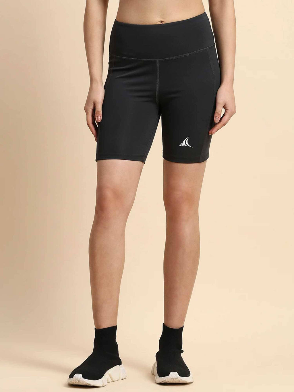 Grey Solid Polyester Regular Shorts - view 1