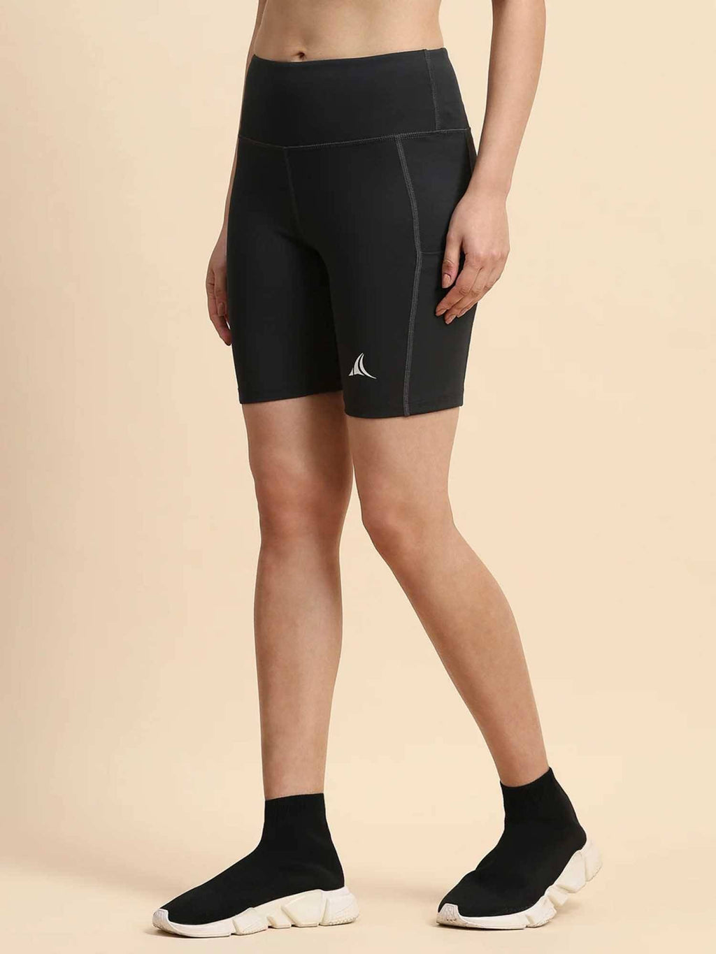 Grey Solid Polyester Regular Shorts - view 2