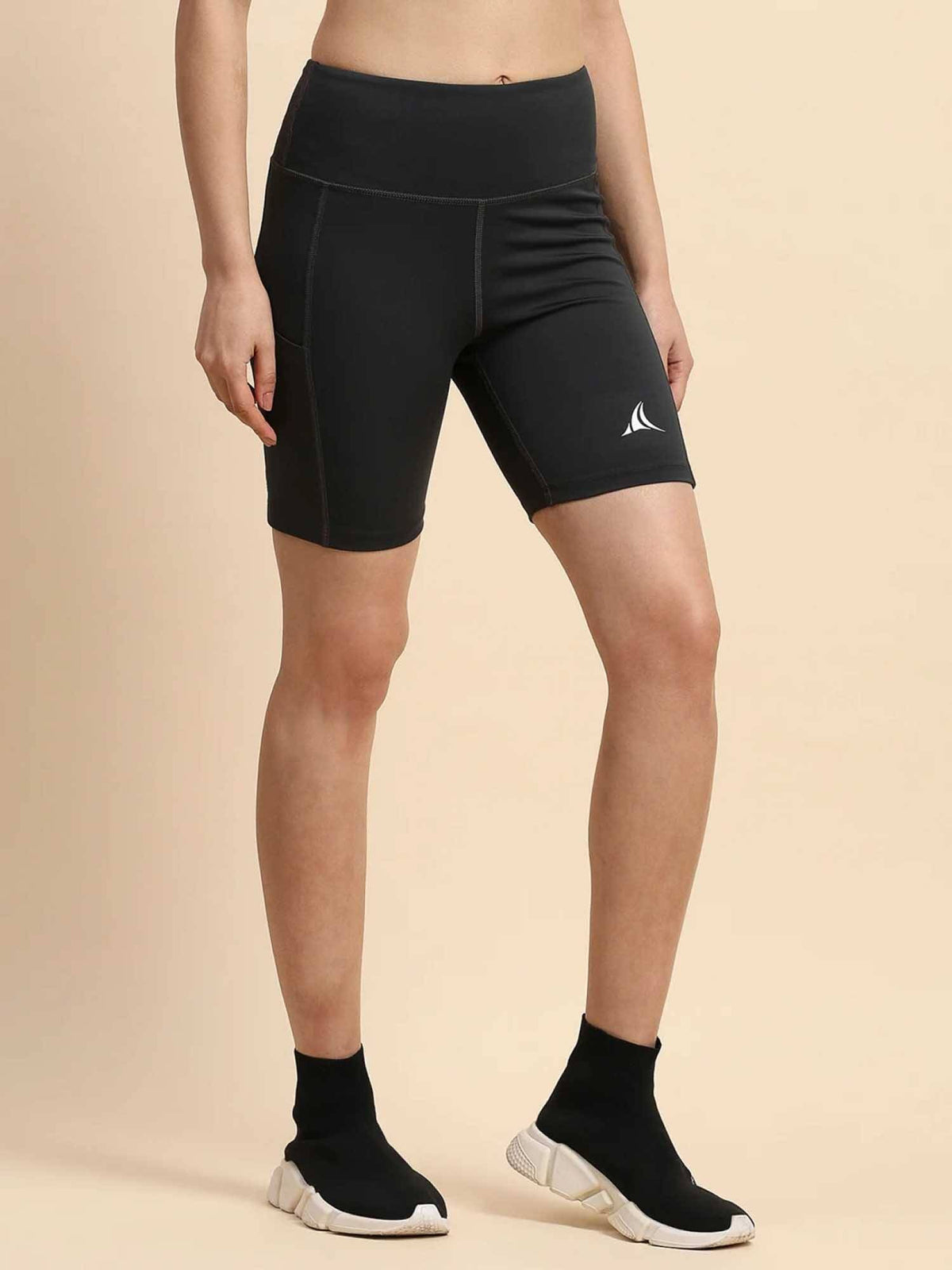 Grey Solid Polyester Regular Shorts - view 3