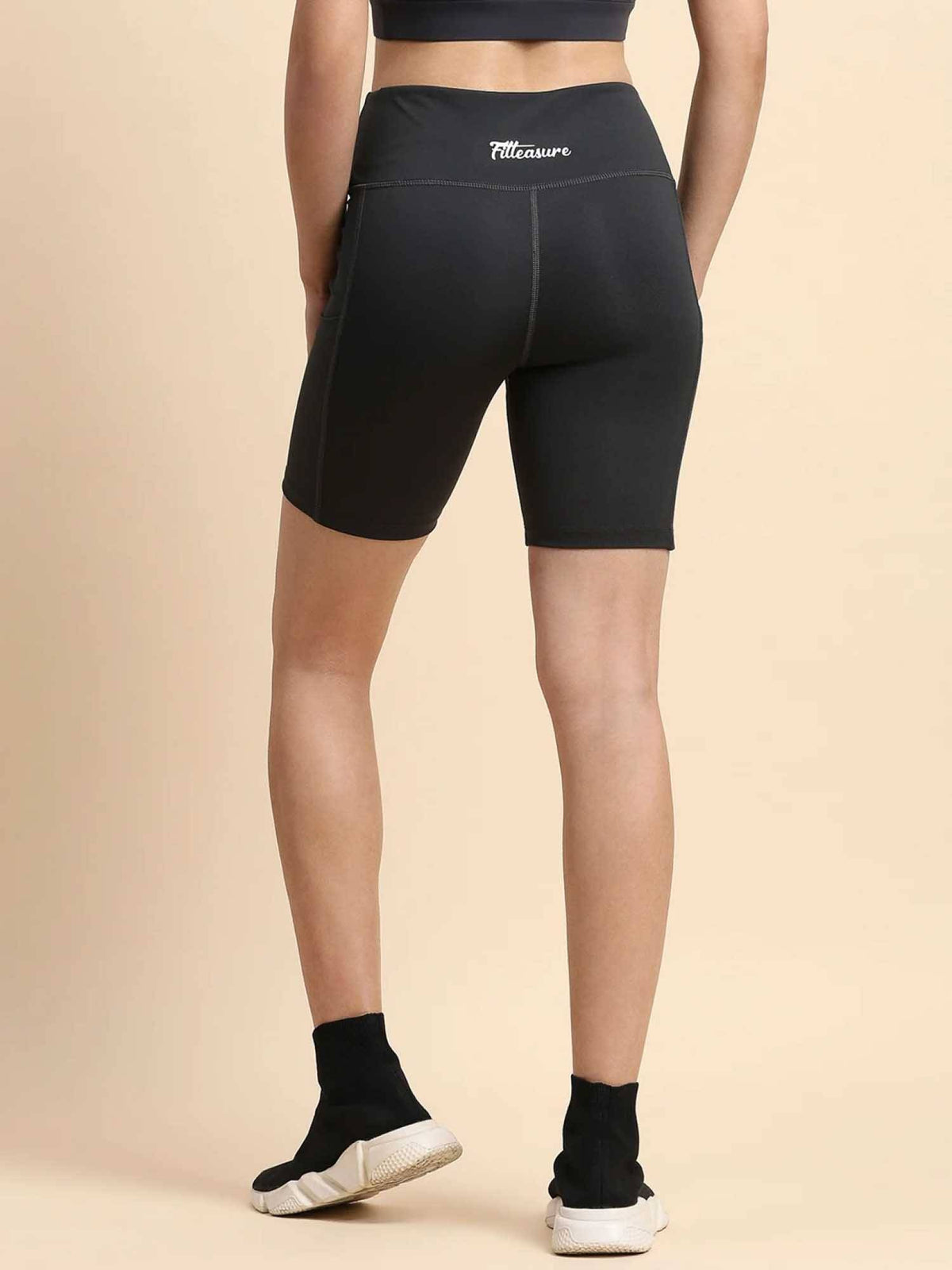 Grey Solid Polyester Regular Shorts - view 4