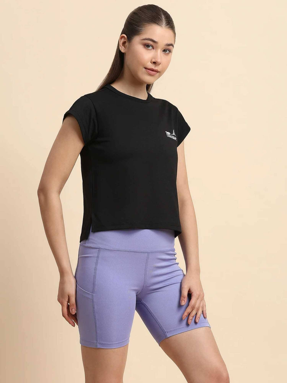 Black Solid Cotton Blend Regular T-shirt | TT89 - view 3