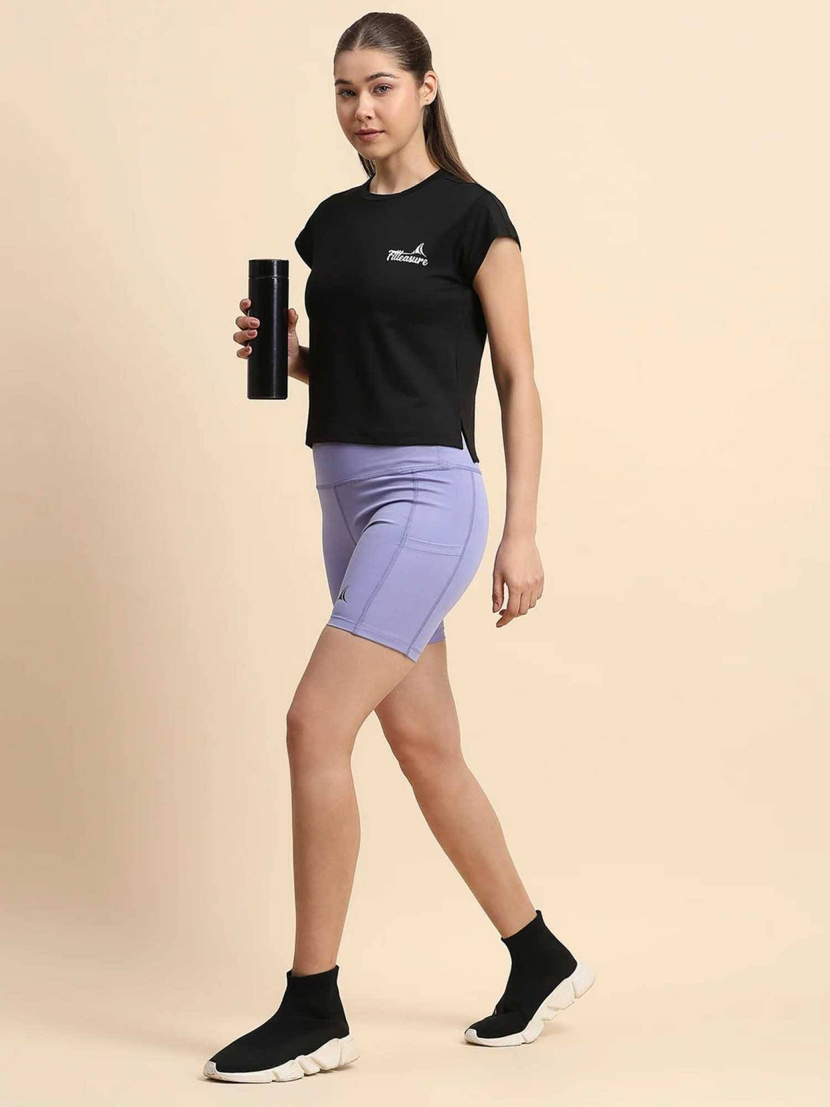 Black Solid Cotton Blend Regular T-shirt | TT89 - view 5