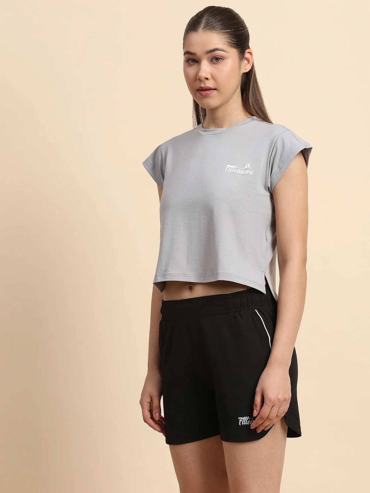 Grey Solid Cotton Blend Regular T-shirt | TT89 - view 2