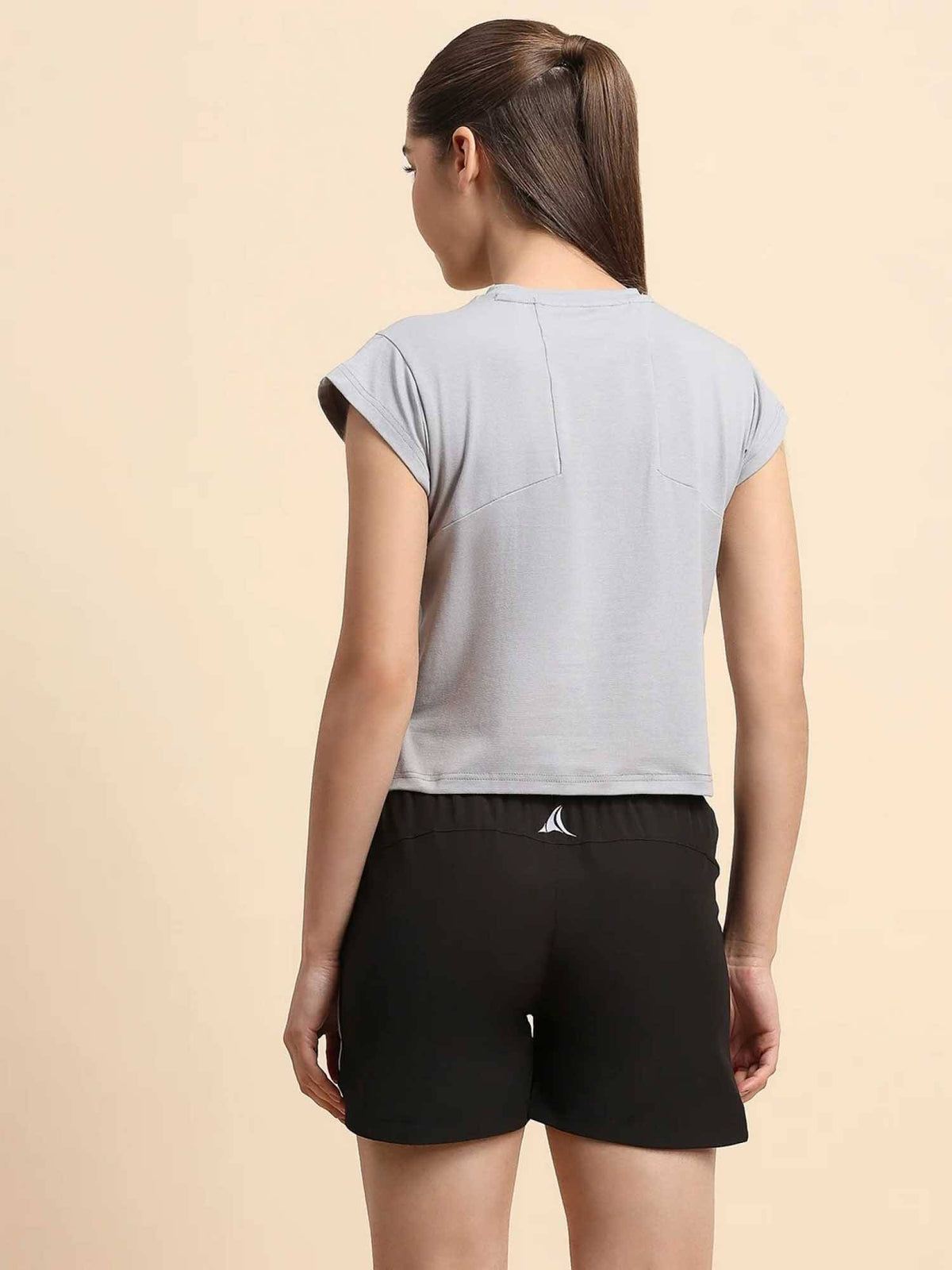 Grey Solid Cotton Blend Regular T-shirt | TT89 - view 4