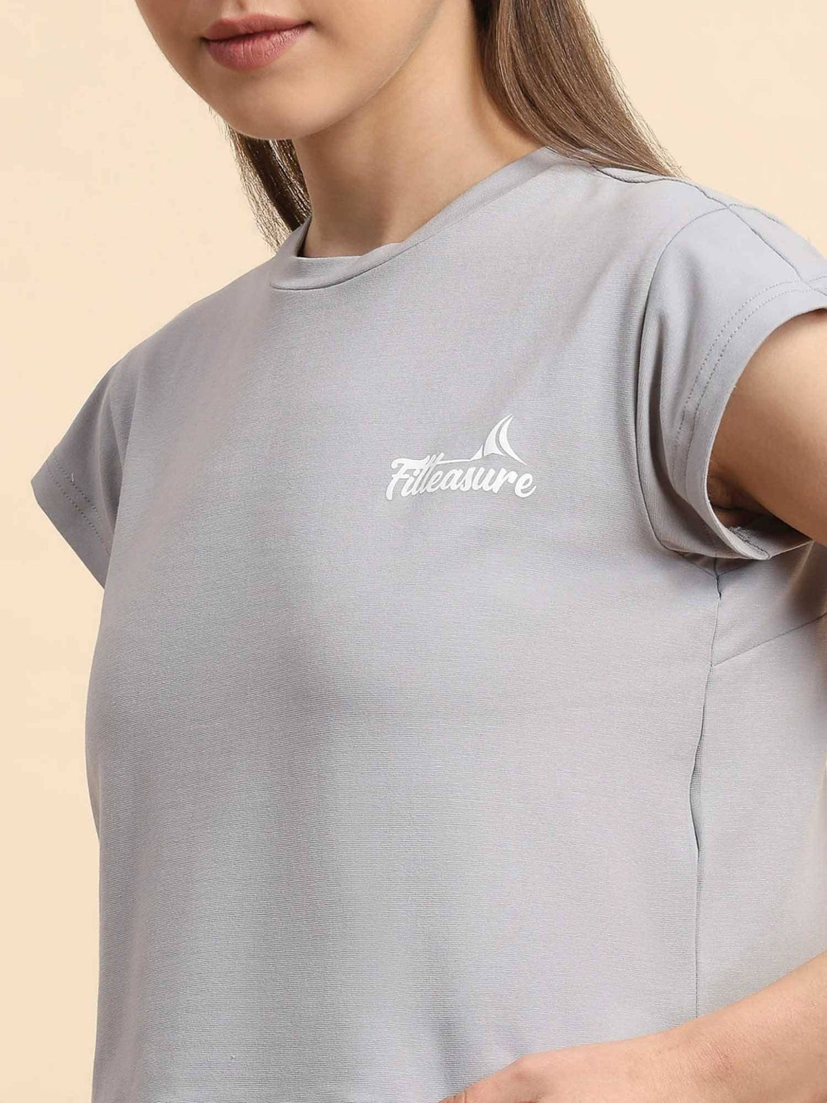 Grey Solid Cotton Blend Regular T-shirt | TT89 - view 7