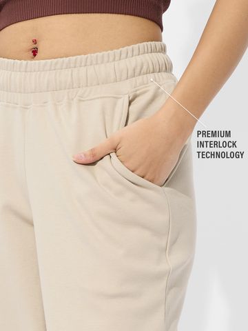 Solids Off-White Womens Oversized Jogger JB65