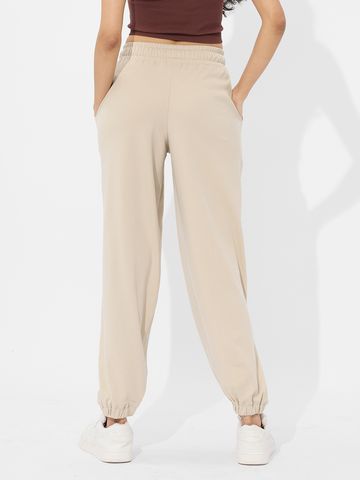 Solids Off-White Womens Oversized Jogger JB65