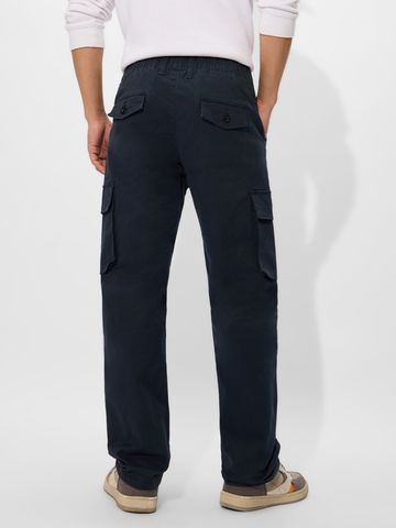 Buy Solids: Rich Navy Blue Men Cotton Pants Online F56