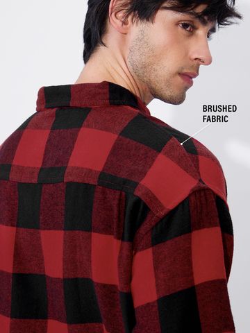 Buy Checks: Black And Red Men Oversized Shirts Online C76
