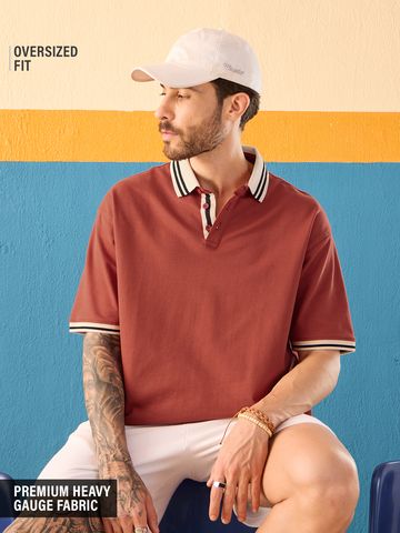 Buy TSS Originals: Antique Red Oversized Polos Online P09