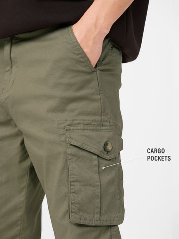 Buy Solids: Moss Green Men Cargo Pants Online F56