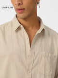 Buy Cotton Linen: Beige Men Shirts Online C76