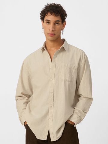 Buy Cotton Linen: Beige Men Shirts Online C76