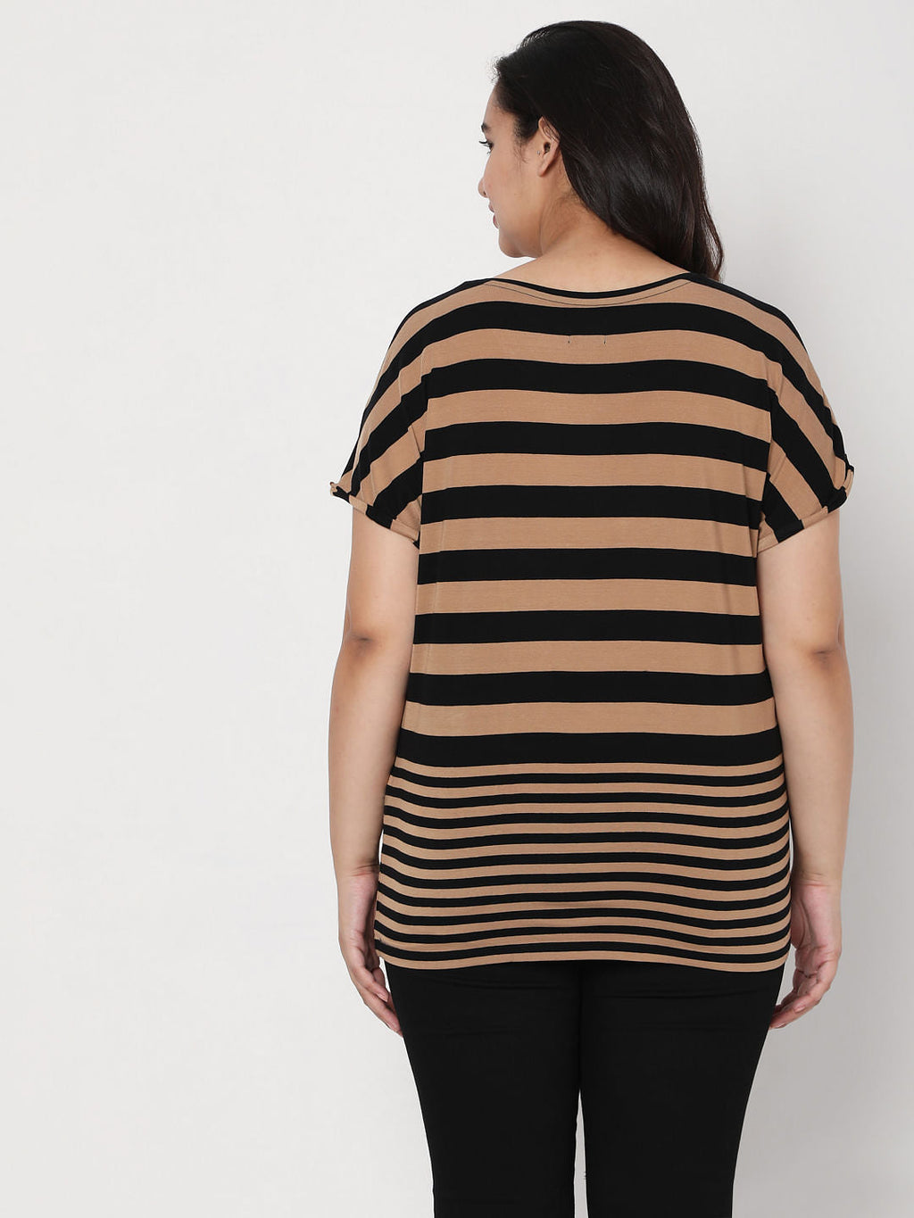 Curve Black Striped T-Shirt