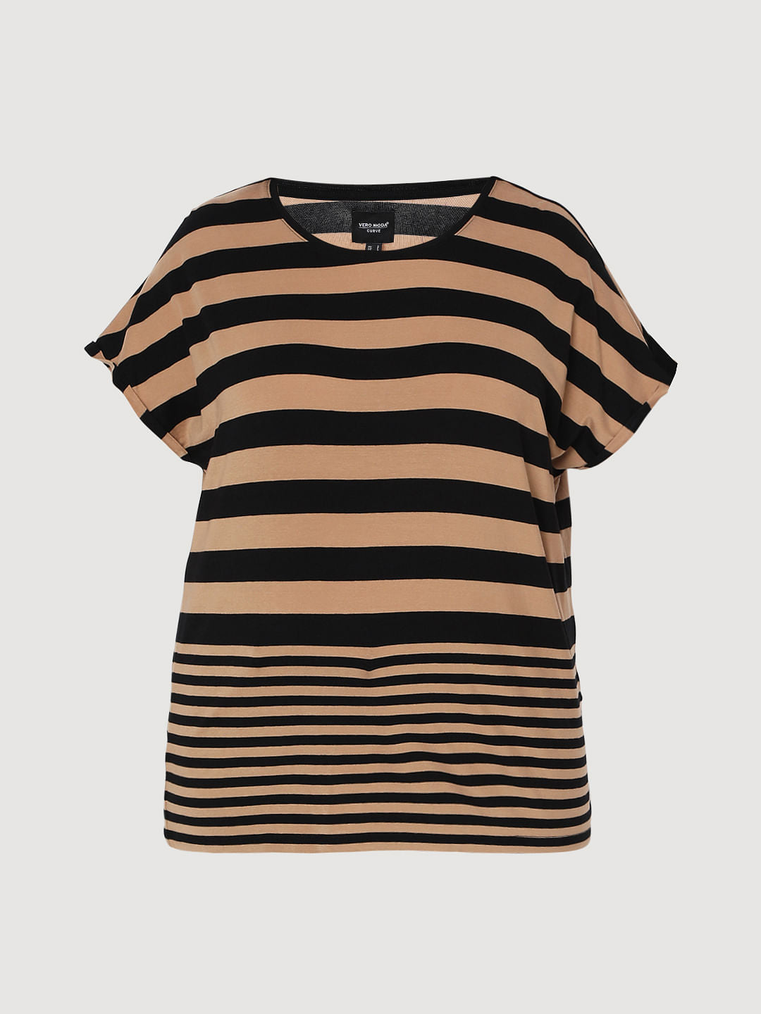 Curve Black Striped T-Shirt