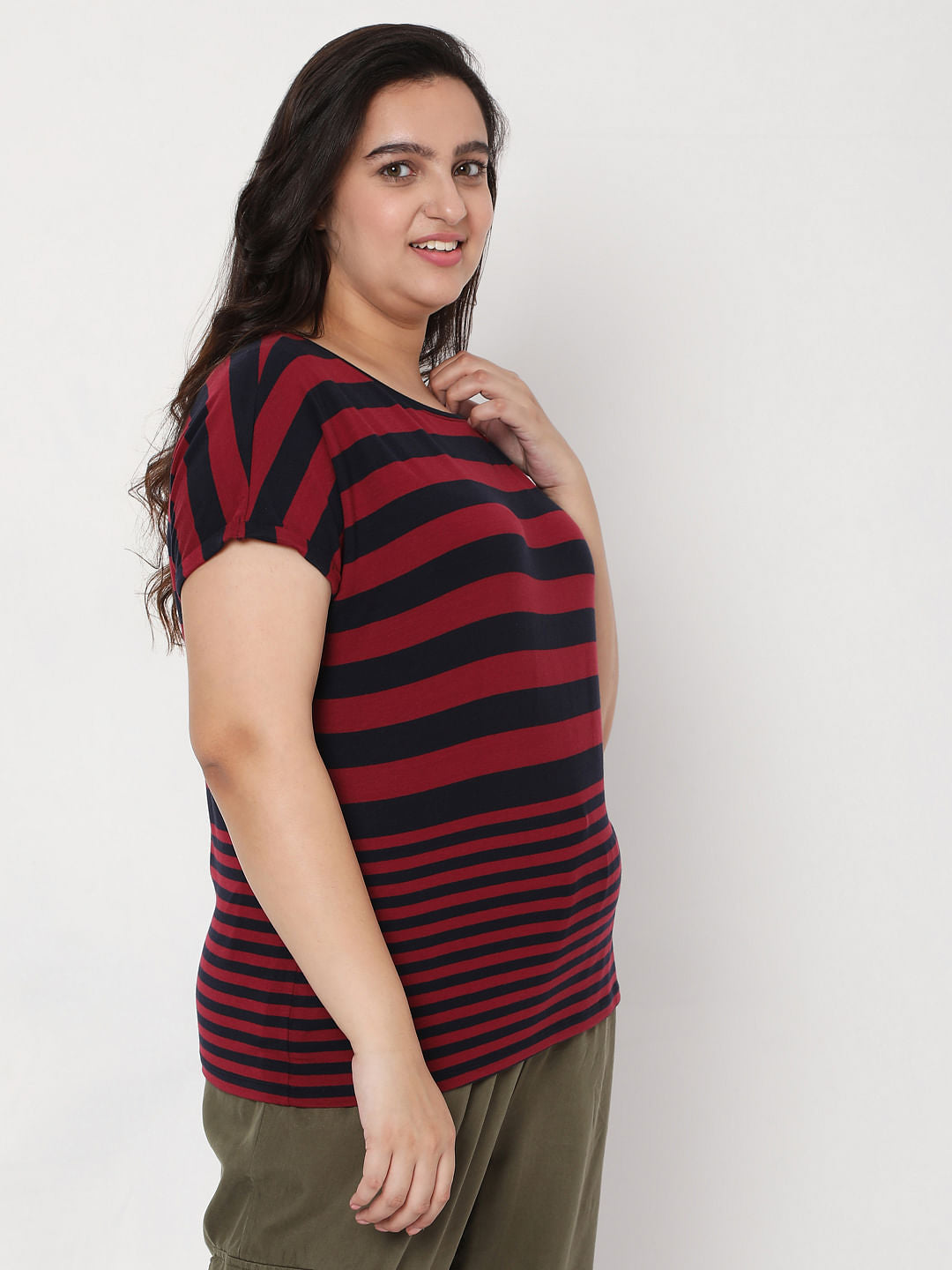 Curve Red Striped T-Shirt