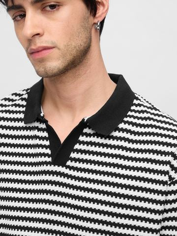 Buy Jacquard Polo: Monochrome Oversized Polos Online P09