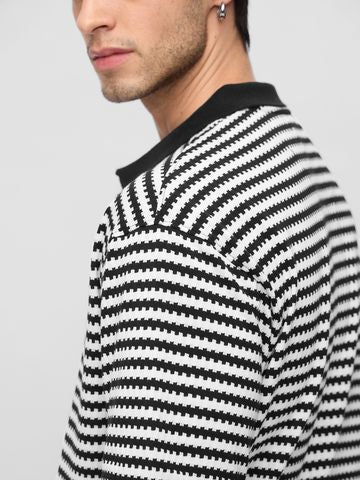 Buy Jacquard Polo: Monochrome Oversized Polos Online P09