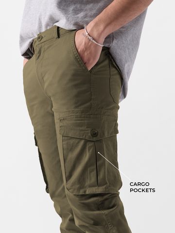 Buy Solids: Light Olive Men Cargo Pants Online F56