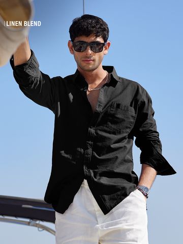 Buy Solids Bold Black Men's Shirt Online C76