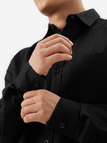 Buy Solids Bold Black Men's Shirt Online C76