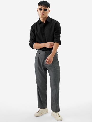 Buy Solids Bold Black Men's Shirt Online C76