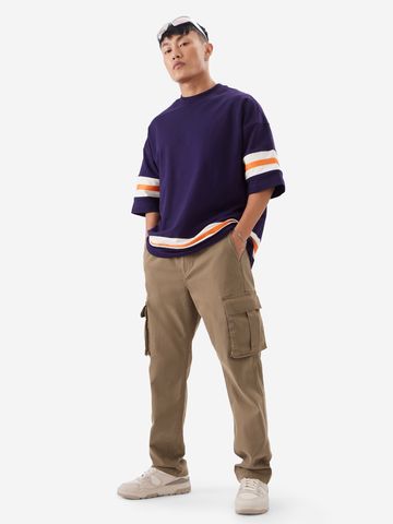 Buy Solids: Deep Tan Men Cargo Joggers Online F56