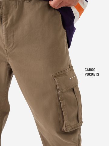 Buy Solids: Deep Tan Men Cargo Joggers Online F56