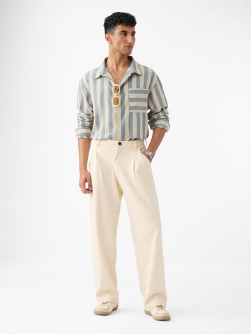 Buy Cotton Linen Stripes: Coastal Men Relaxed Shirts Online C76