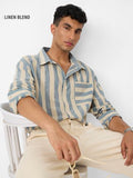 Buy Cotton Linen Stripes: Coastal Men Relaxed Shirts Online C76